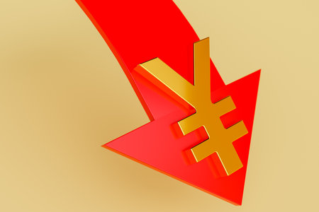 concepts of Bank of Japan's Interest rate cut. 3d renderingの写真素材