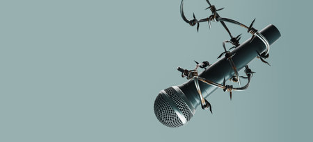 copy space backgrounds of a situation where free speech by reporters and citizens is prohibited. 3d renderingの写真素材