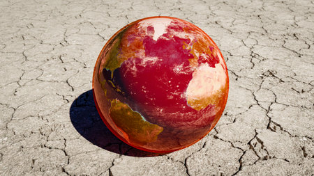 Global heat wave concept due to global warming. 3d renderingの写真素材