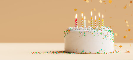 birthday cake celebration concepts backgrounds. 3d renderingの写真素材