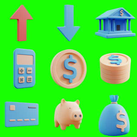 isolated Economy 3d icons set.3d renderingの写真素材