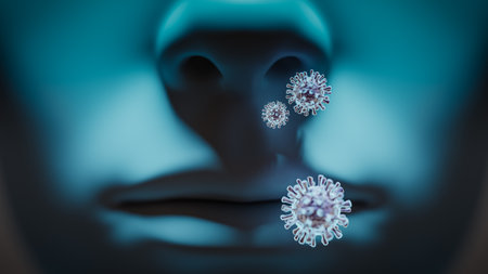 Flu virus concept of respiratory infection. 3d rendering