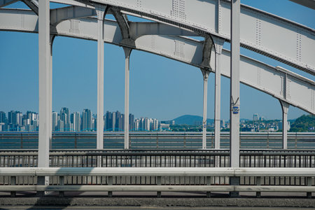 Bridge across the Han River in Seoul, South Koreaの写真素材