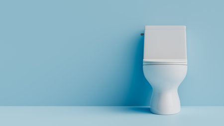 Copy space background with toilet in bathroom. 3d renderingの写真素材