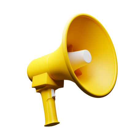 megaphone object for announcement concept. 3d renderingの写真素材