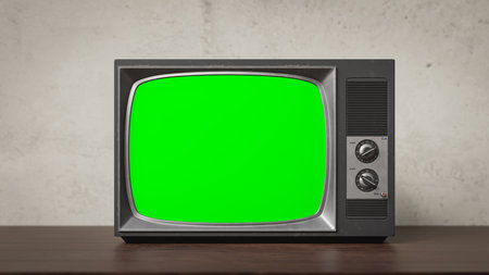 Retro old television display with green mask. 3d renderingの写真素材