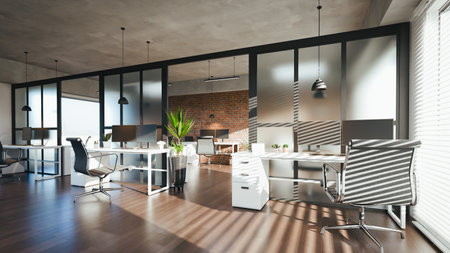 business office modern interior. 3d renderingの写真素材
