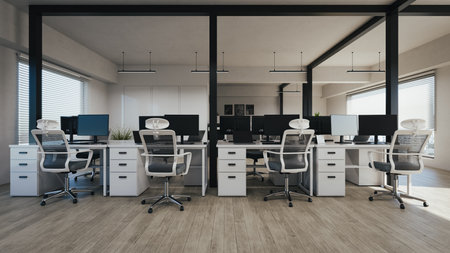 business office modern interior. 3d renderingの写真素材