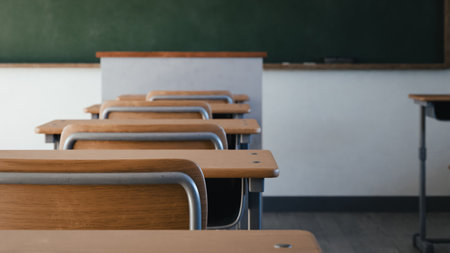 A classroom scene in an empty school. 3d renderingの写真素材