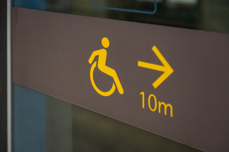 Signs indicating the direction of facilities for the disabled on the Seoul subwayの写真素材