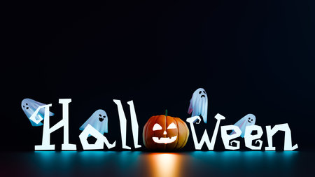copy space background with halloween text. 3d renderingの写真素材
