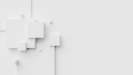 An abstract copy space background with randomly sized white squaresの写真素材