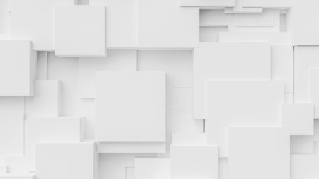 An abstract copy space background with randomly sized white squaresの写真素材