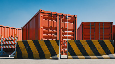 Trade Barrier Concept with Blocked Shipping Containers