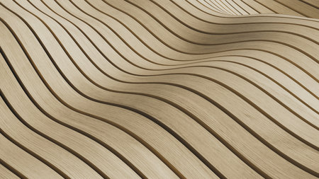 Abstract Wavy Wood Panels Background. 3d rendering