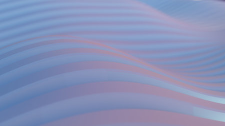 Abstract Pastel Background with Soft Wavy Lines. Gentle Blue and Pink Fluid Curves. 3d rendering