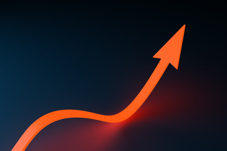 Orange Arrow Rising Up Growth Success Concept Copy Space. 3d renderingの写真素材