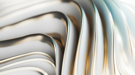 Abstract White Gold Wave Flow Texture Background. 3d renderingの写真素材