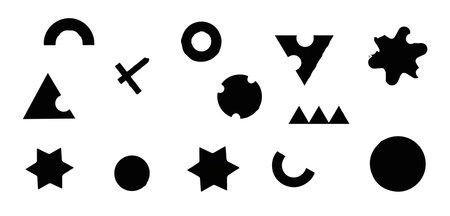 Geometric shapes icons set. Vector illustration. Black and white.のイラスト素材
