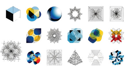 Set of abstract geometrical design elements. Geometrical symbols.のイラスト素材