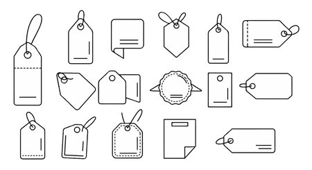 Set of labels and tags. Vector illustration in thin line style.のイラスト素材