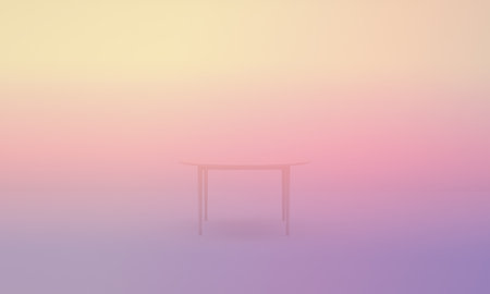 Table with pastel colored background. Minimalist style. 3d renderingの素材