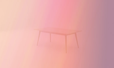 3d rendering of a wooden table in front of a pink backgroundの素材