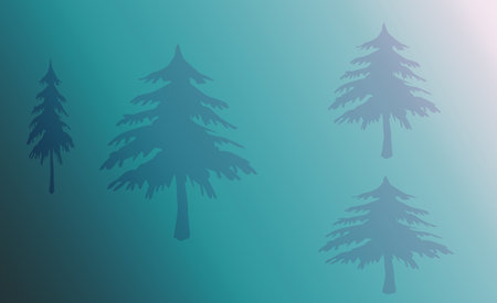 Silhouette of fir trees on blue background. Vector illustration.の写真素材