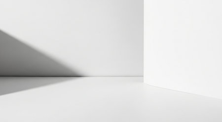 Abstract white room with shadow on the wall. 3d rendering.の素材