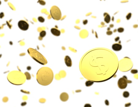 Gold Coins 3D rainingの写真素材