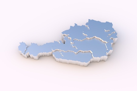 Austria map 3D metal with states stepwise and clipping pathの写真素材