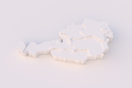 Austria map 3D with states stepwise and clipping pathの写真素材