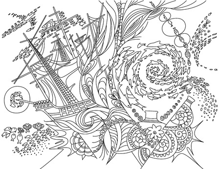 Sea bottom, doodles.
Vector illustration sea.のイラスト素材