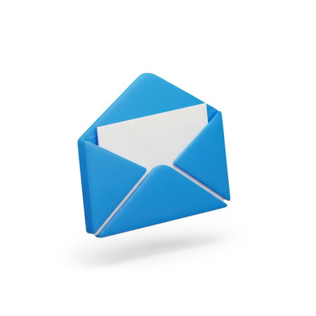 Blue open envelope with paperの素材