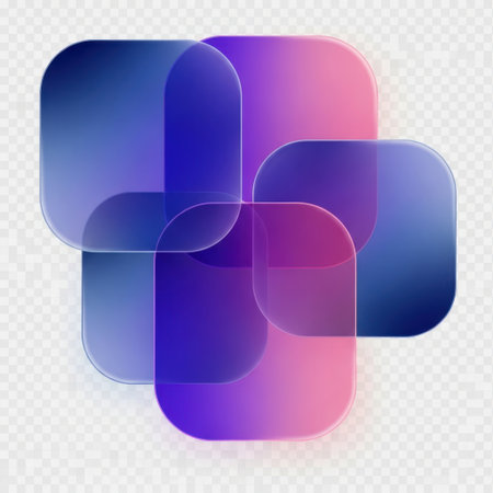 Colorful overlapping squares isolated on white backgroundの素材