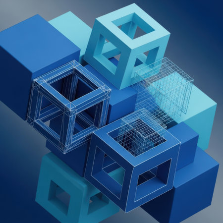 Abstract cubes composition isolated on white backgroundの素材