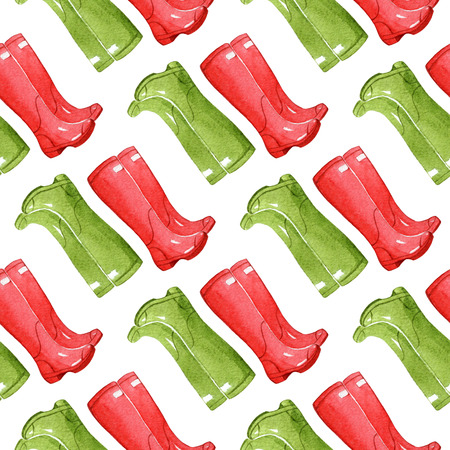 seamless pattern with autumn rubber bootsの写真素材