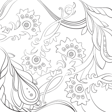 Vector pattern drawn in a line art style.Coloring book page designのイラスト素材