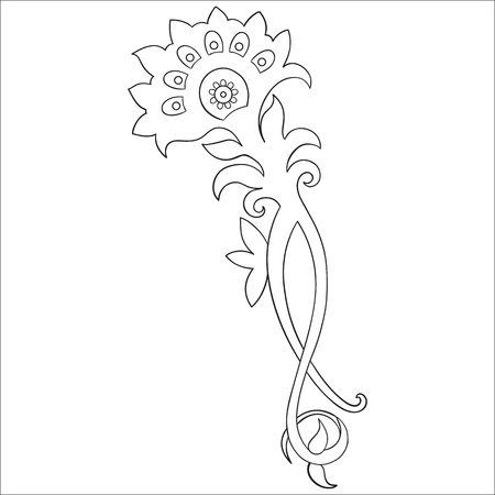 Stylized flower drawn in a line art style. Vector illustration. element for designのイラスト素材