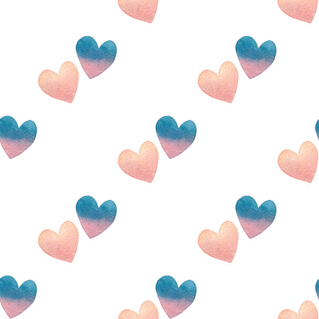 watercolor Valentine seamless pattern in pastel colors on white background. hand drawn illustration.