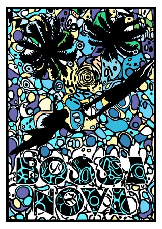 Bossa Nova music poster. Engraved bright poster of Bossa Nova musicのイラスト素材