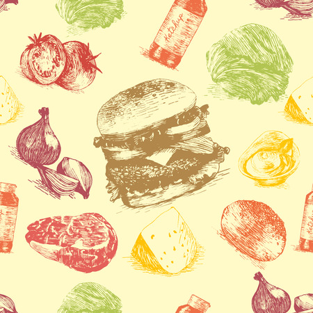 Hand drawn colorful illustration on yellow backgroundのイラスト素材