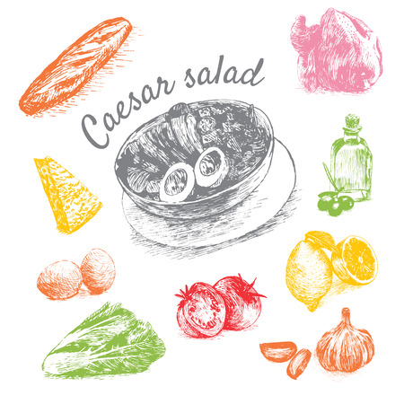 Hand drawn colorful illustration on white backgroundのイラスト素材