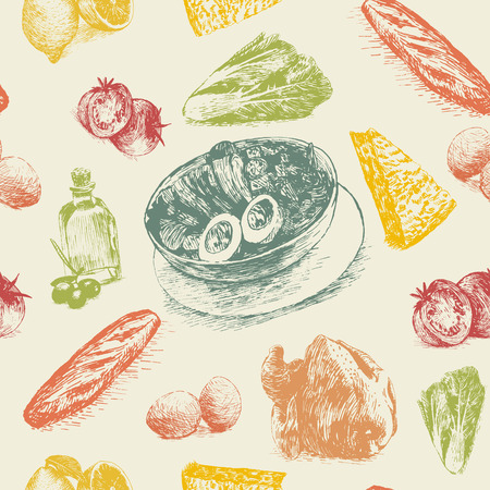 Hand drawn colorful illustration on beige backgroundのイラスト素材