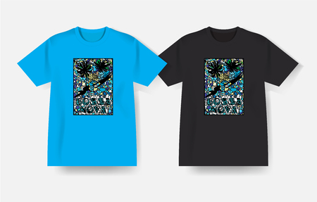 T-shirt with music print.のイラスト素材
