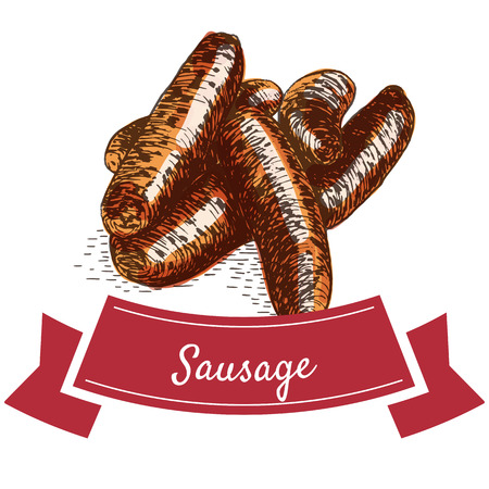 Sausage colorful illustration. Vector illustration of sausage.のイラスト素材