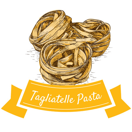 Tagliatelle pasta colorful illustration. Vector illustration of Tagliatelle pasta.のイラスト素材