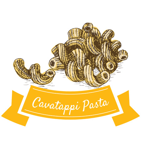 Cavatappi pasta colorful illustration. Vector illustration of Cavatappi pasta.のイラスト素材