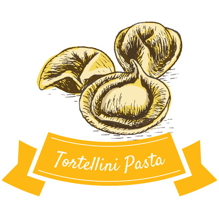 Tortellini pasta colorful illustration. Vector illustration of Tortellini pasta.のイラスト素材