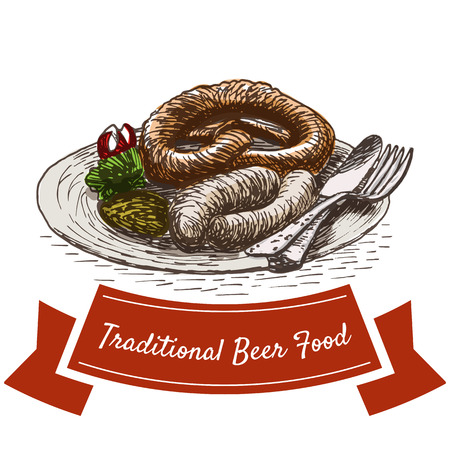 Beer snacks illustration. Vector colorful illustration of beer snacks.のイラスト素材